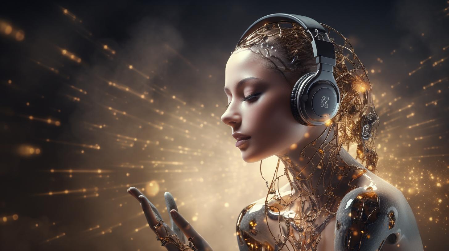 ai woman with headphones listening to music depicting openai musenet